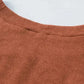 Brown Ribbed Peekaboo Cutout Long Sleeve Top