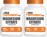 BulkSupplements Magnesium Citrate Capsules 400mg — Gluten Free, 4 Capsules per Serving, 360 Count (Pack of 2)