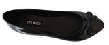Ladies Chic Black Jelly Flat Shoes with Bow Comfortable Foam Insole