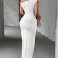 Textured Single Shoulder Bodycon Maxi Dress