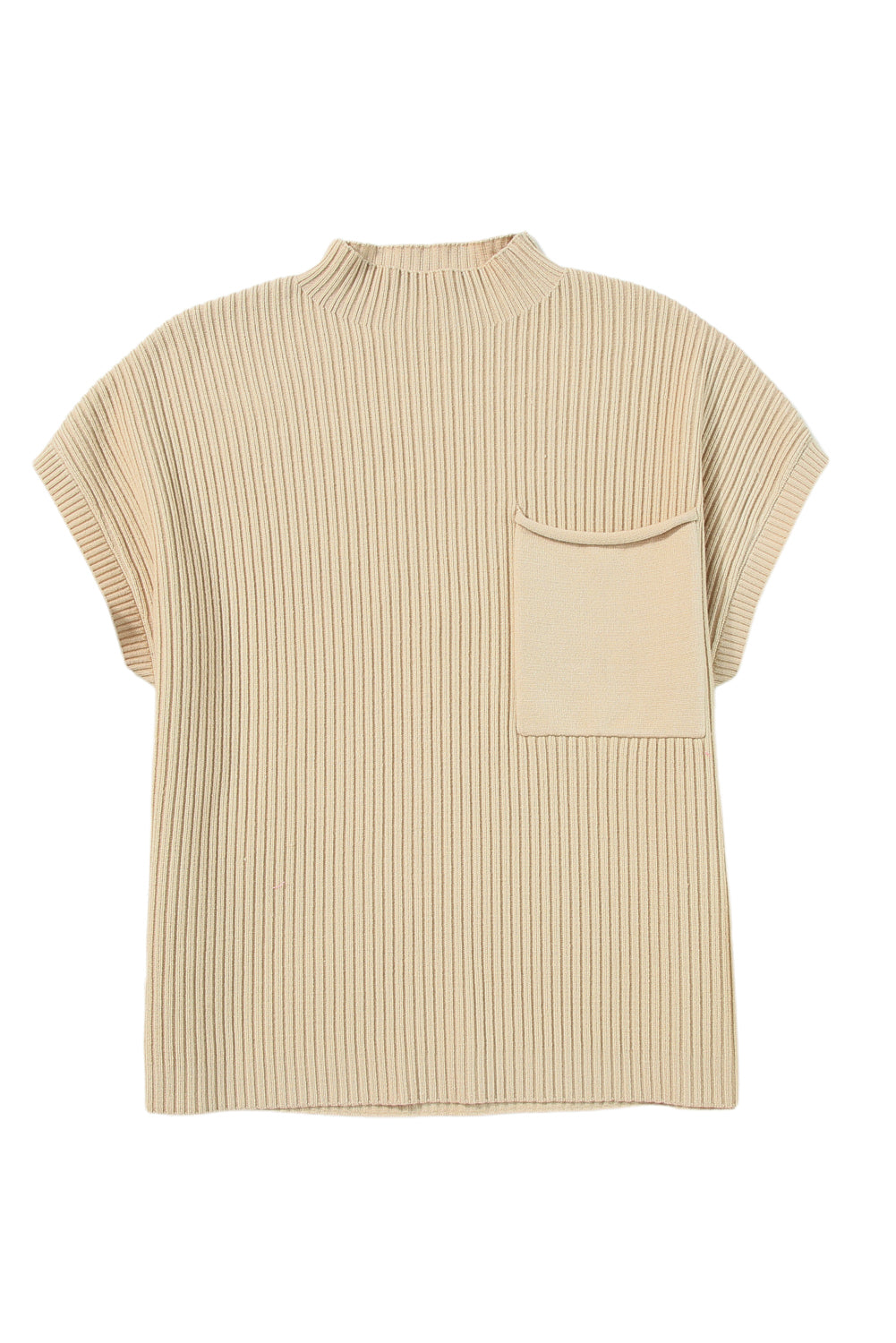 Cozy Oatmeal Sweater Dress - Ribbed Knit with Pockets