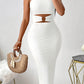Sexy Bodycon Split Front Hollowing Peplum Strapless, Knit Women Dress