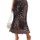 Leopard Print Midi Mermaid Skirt