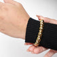 Beaded Orb Adjustable Brass/Sliver Cuff - Textured golden cuff with polished brass beads, crafted for a modern ethnic feel.