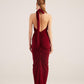 Marie Burgundy Backless Slit Maxi Dress