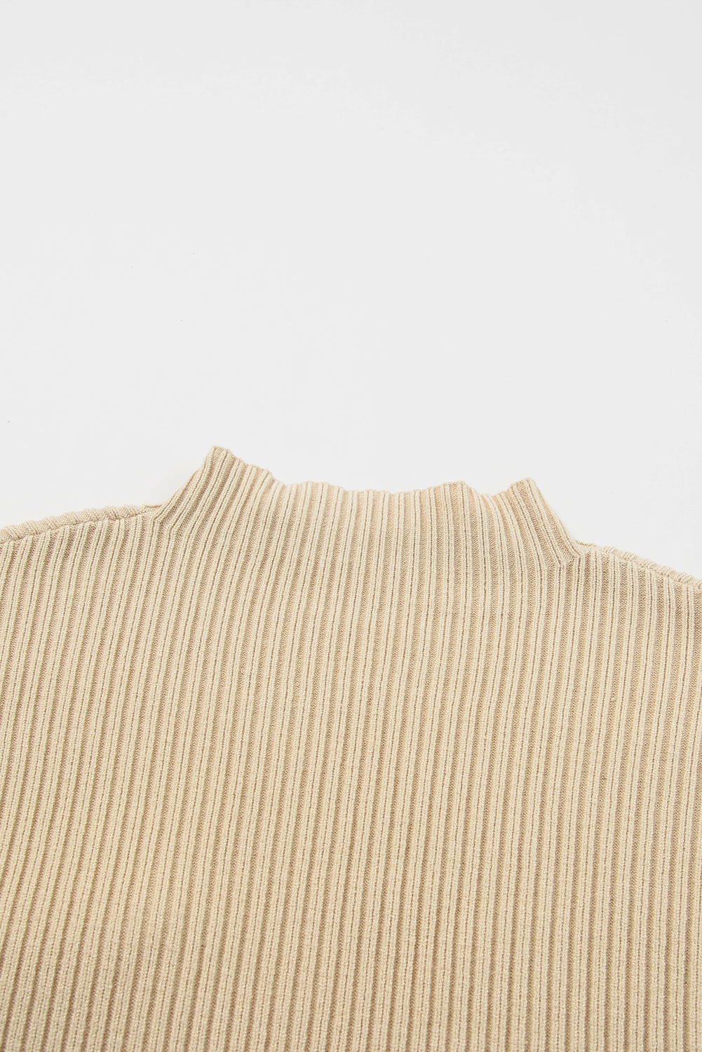 Cozy Oatmeal Sweater Dress - Ribbed Knit with Pockets