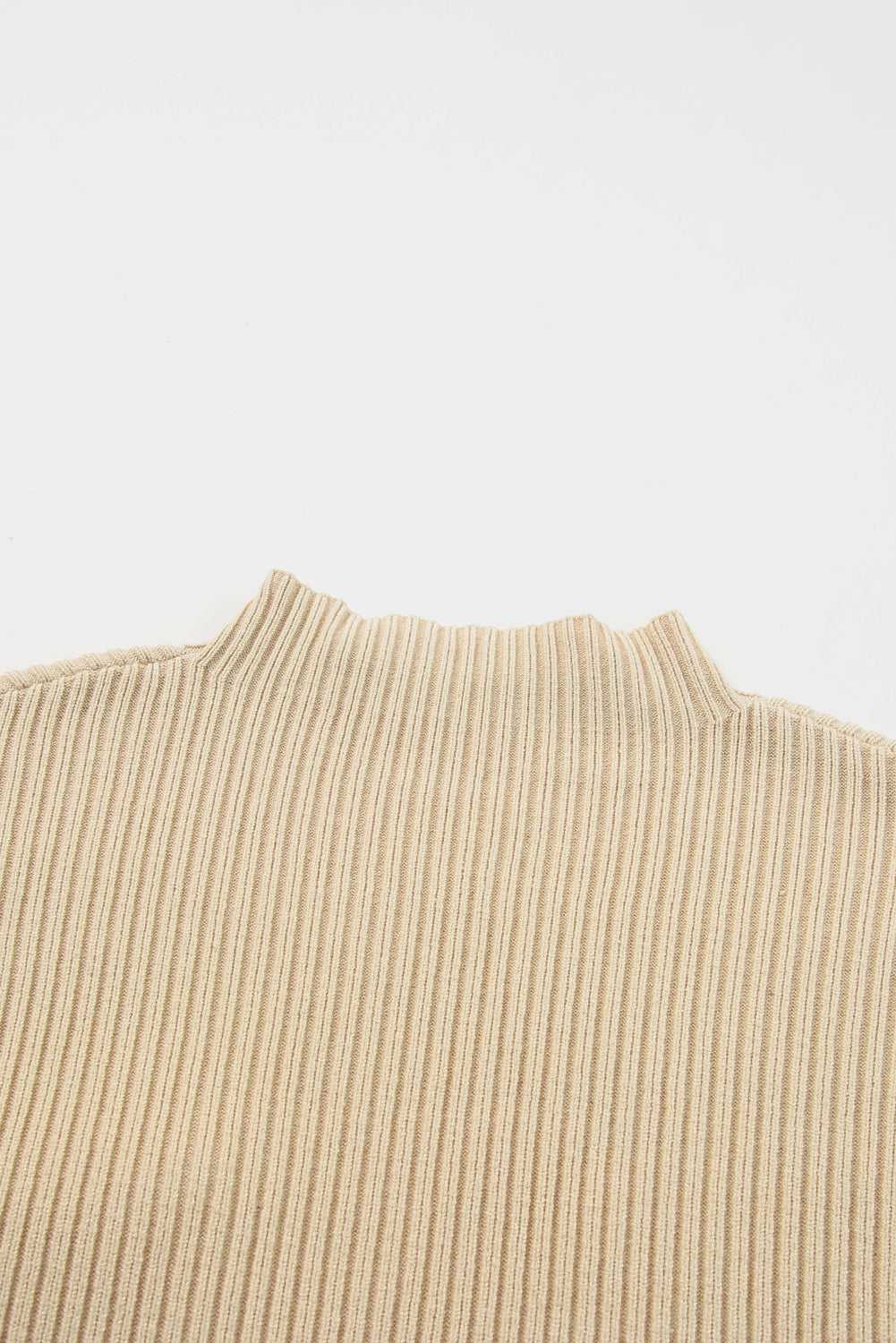 Cozy Oatmeal Sweater Dress - Ribbed Knit with Pockets