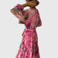 Amber - Floral Print Wrap Maxi Dress with Long Sleeves