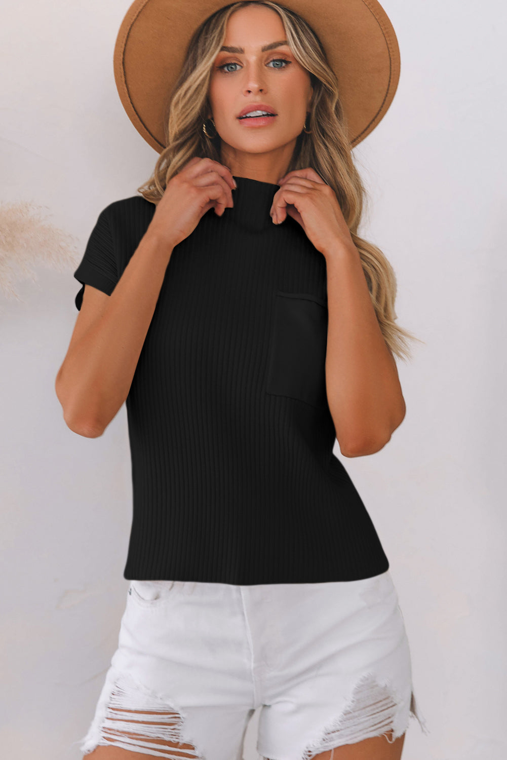 Cozy Oatmeal Sweater Dress - Ribbed Knit with Pockets