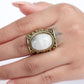 Vintage Brass Ring with White Moonstone – Ethereal Boho Statement.
