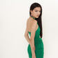 Viola Green Gathered Mini Bodycon Dress