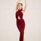 Marie Burgundy Backless Slit Maxi Dress