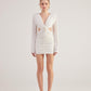Hanna White Backless Long Sleeve Mini Dress with Removable Rose Accessory