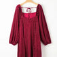 Chestnut Smocked Ribbed Velvet Babydoll Top