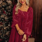 Chestnut Smocked Ribbed Velvet Babydoll Top