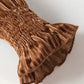 Chestnut Smocked Ribbed Velvet Babydoll Top