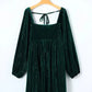 Chestnut Smocked Ribbed Velvet Babydoll Top