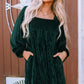 Chestnut Smocked Ribbed Velvet Babydoll Top