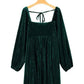 Chestnut Smocked Ribbed Velvet Babydoll Top
