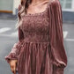 Chestnut Smocked Ribbed Velvet Babydoll Top