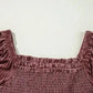 Chestnut Smocked Ribbed Velvet Babydoll Top