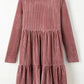 Chestnut Smocked Ribbed Velvet Babydoll Top