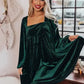 Chestnut Smocked Ribbed Velvet Babydoll Top