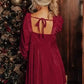 Chestnut Smocked Ribbed Velvet Babydoll Top