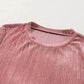 Chestnut Smocked Ribbed Velvet Babydoll Top