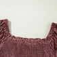 Chestnut Smocked Ribbed Velvet Babydoll Top