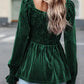 Chestnut Smocked Ribbed Velvet Babydoll Top