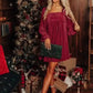 Chestnut Smocked Ribbed Velvet Babydoll Top