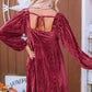 Chestnut Smocked Ribbed Velvet Babydoll Top