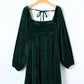 Chestnut Smocked Ribbed Velvet Babydoll Top