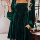 Chestnut Smocked Ribbed Velvet Babydoll Top
