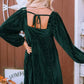 Chestnut Smocked Ribbed Velvet Babydoll Top