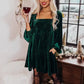 Chestnut Smocked Ribbed Velvet Babydoll Top