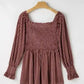 Chestnut Smocked Ribbed Velvet Babydoll Top