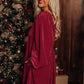 Chestnut Smocked Ribbed Velvet Babydoll Top