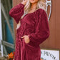 Chestnut Smocked Ribbed Velvet Babydoll Top