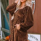 Chestnut Smocked Ribbed Velvet Babydoll Top
