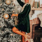 Chestnut Smocked Ribbed Velvet Babydoll Top