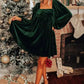 Chestnut Smocked Ribbed Velvet Babydoll Top