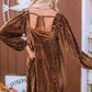 Chestnut Smocked Ribbed Velvet Babydoll Top