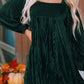 Chestnut Smocked Ribbed Velvet Babydoll Top