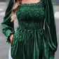 Chestnut Smocked Ribbed Velvet Babydoll Top