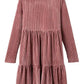 Chestnut Smocked Ribbed Velvet Babydoll Top