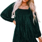 Chestnut Smocked Ribbed Velvet Babydoll Top