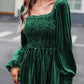 Chestnut Smocked Ribbed Velvet Babydoll Top
