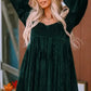 Chestnut Smocked Ribbed Velvet Babydoll Top
